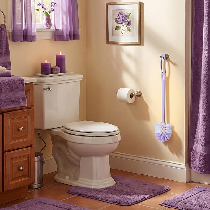 12 Pcs 17.3 Inch Purple Toilet Brush Bulk with Hook Hole Long Handle Toilet Bowl Cleaner Scrubber for Bathroom Household Cleaning Supplies Christmas Home Gifts