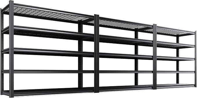Set of 3 Heavy Duty Garage Shelving 5T Storage Shelves, Adjustable Metal Shelving Unit, Utility Garage Organizer Shelf for Basement, Pantry, Warehouse, Supermarket, 59" W x 19.7" D x 72" H