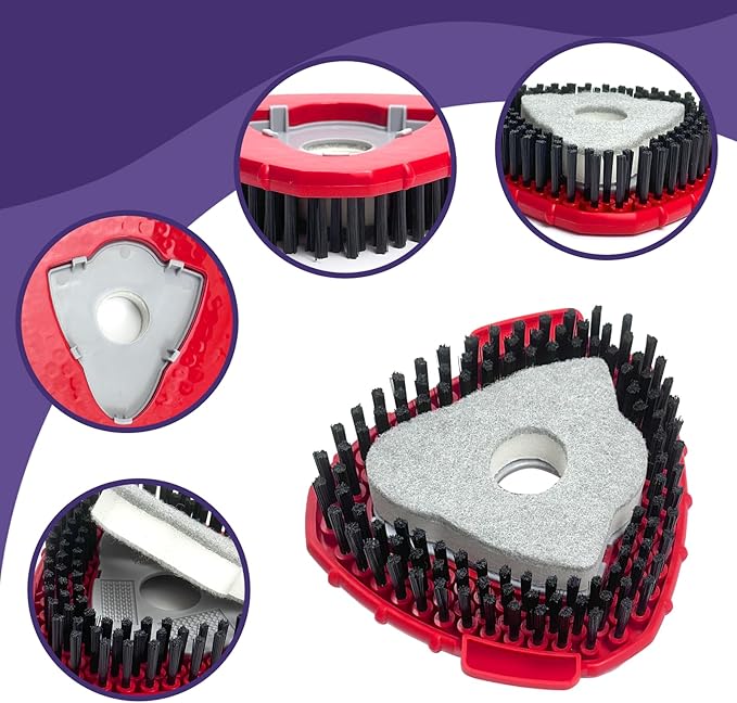 [2026 New Version] 2-Pack Oceda Scrubber Mop Heads for EasyWring 1-Tank System, Stiff-Bristle Brush Head with Built-in Scouring Pad for Deep Cleaning Floors and Tiles