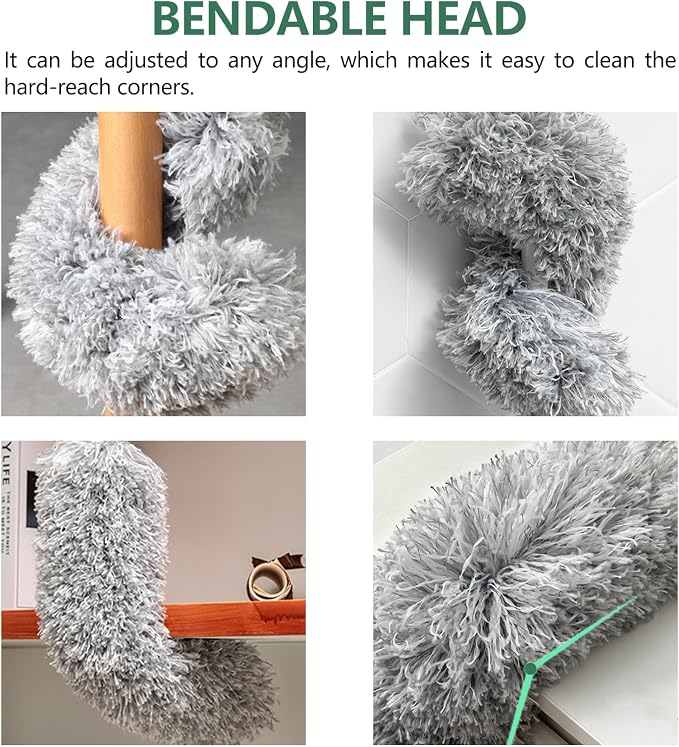 SetSail Dusters and Cobweb Brush with Extension Pole for Cleaning, Gray | 100-inch Extra-Long,Bendable Microfiber Head,Washable Ceiling Fan Cleaner Duster Kit,for High Ceilings, Corner