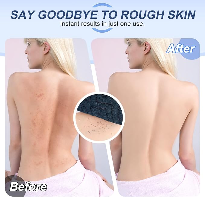Exfoliating Back Scrubber for Shower, Double-Sided Widened Back Scrub Washcloth with Handles for Use in Shower, 39 Inches Body Exfoliator Bath Tool to Clean Your Body Deeply for Men & Women