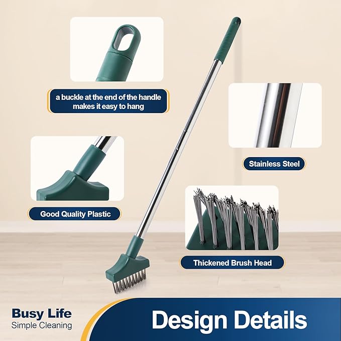 Yocada Moss Remover - Crevice Cleaning Tool, Moss Brush, Wire Metal Brush | Deck Cleaner, Crack & Patio Remover for Pavement, Sidewalk, Patio Stone, Driveway, Deck - 59.8"