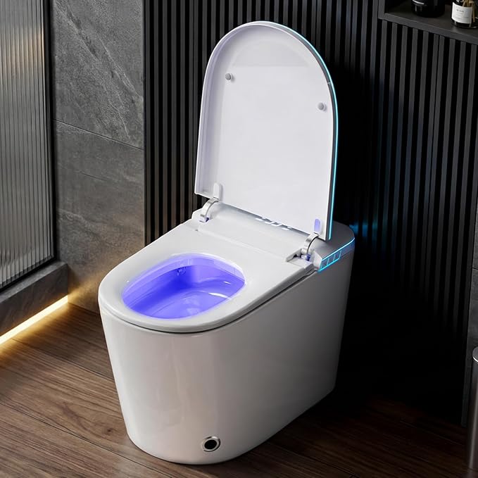 Smart Toilet with Bidet, UV-C Light, Auto Flush, Auto Open&Close, Blackout Flush, Heated Seat, Air Dryer, Modern Elongated Japanese One Piece Bidet for Bathrooms,1000 Gram MaP