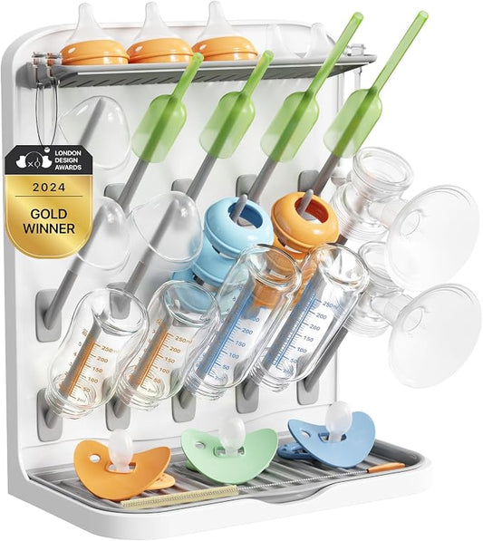 Lifewit 15-Hooks Baby Bottle Drying Rack for Countertop | Vertical Bottle Storage Organizer, Stand-Up Dryer Holder for Pacifiers, Pump Parts, Baby Stuff, Newborn Essentials Must Haves