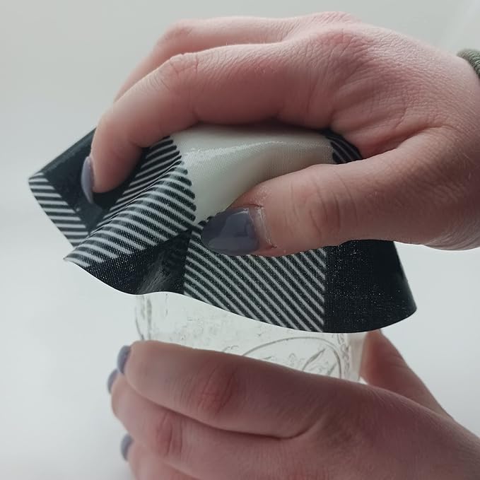 Andreas Silicone Jar Opener, Black & White Plaid – 6.25" Non-Slip Lid Gripper & Garlic Peeler, Dishwasher Safe, Multi-Use, Durable Silicone & Fabric, Made in the USA, JO-439