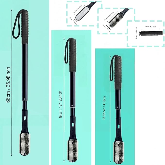 Toe Cleaning Brush, Foot Brush Long Handle 18.8"-25.9" Telescopic, Foot Scrubber Callus Remover for Feet Use in Shower for Men and Women