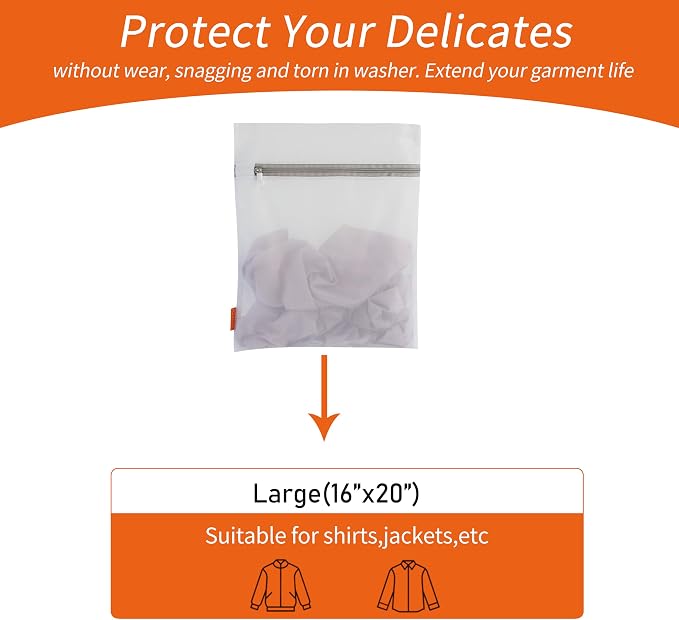 Mesh Laundry Bags 3 Pack (Large, 16 x 20") | Durable Zipper, For Delicates, Lingerie, Bras, Underwear, Protect Garments in Washing Machine