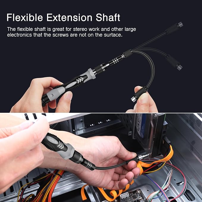 ORIA 61 in 1 Precision Screwdriver Set with 57 Bits, Magnetic Screwdriver Kit, Portable Repair Tool Kit for Smartphone, PC, Watch, Toys - Includes Extension and Flexible Rod, Black