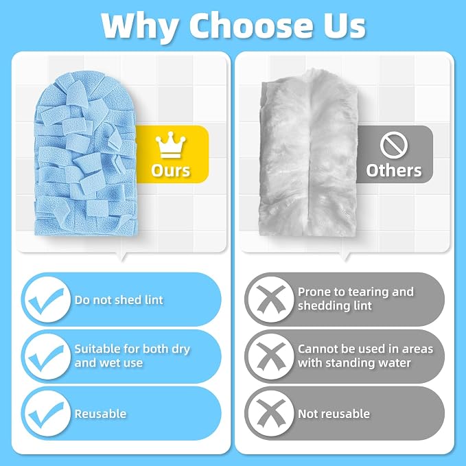 Reusable Duster Refills, Washable Duster for Swiffer (6 PCS) | Include 1 Handle & Laundry Bag, Microfiber Dusting Cloths for Cleaning Fan, Floor, Blind, Windows
