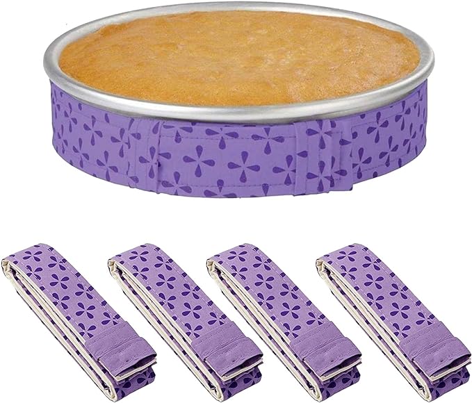 Mity rain 4-Piece Cake Pan Dampen Strips, Super Absorbent Thick Cotton Strips for Baking, Cake Leveler and Baking Supplies
