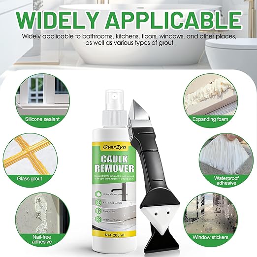 Caulk Remover, Powerful Penetration, Rapid Decomposition Surface,6.76 Oz | Suitable for Bathroom Kitchen Floor Window Caulk Remover, Surface Protection, Powerful Softening, No Damage, No Residue