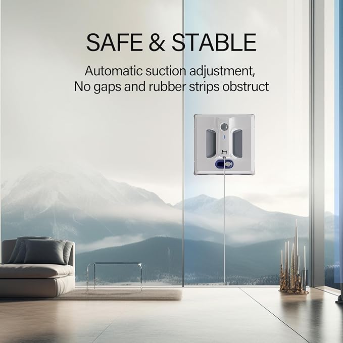 HUTT A1 Auto Window Cleaning Robot, Upgraded 4 Water Spray & 6000PA High Suction Power Window Cleaner with Laser Sensor Detection, Perfect for High-Rise Windows, Tiles and Glass