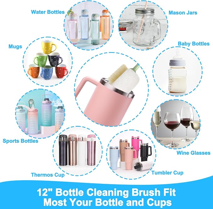 5 in 1 Bottle Cleaning Brush Set,Multifunctional,7 Pcs | Water Bottle Cleaner Brush and Straw Brush,Cleaning Tool Kit for Owala/Stanley/Yeti/Simple Modern Tumbler Cup Accessories