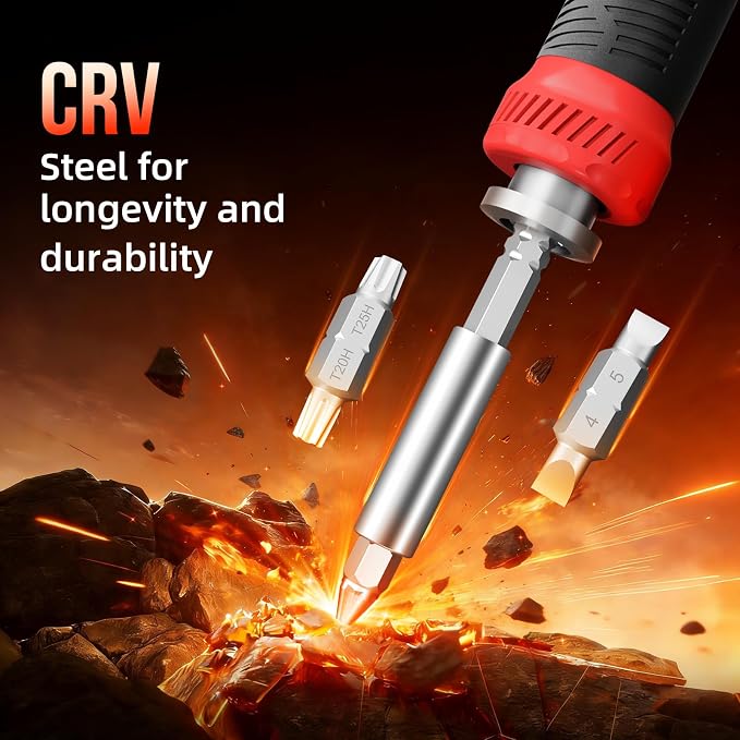 Multi ScrewDriver Set 26 in 1 All in One Adjustable Screw Driver | Telescoping Screw Driver with 12 Double Ended CRV Bits Phillips Slotted Torx Hex Portable Repair Kit for Home Bike Computer