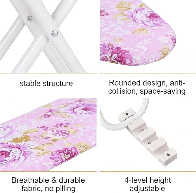 Foldable Ironing Boards Space Saver Ironing Board Adjustable Height 4-Leg Ironing Boards Lightweight Extra-Wide Clothes Ironing Board with Folding Legs for Household (42" x 30.71" x 11.81")