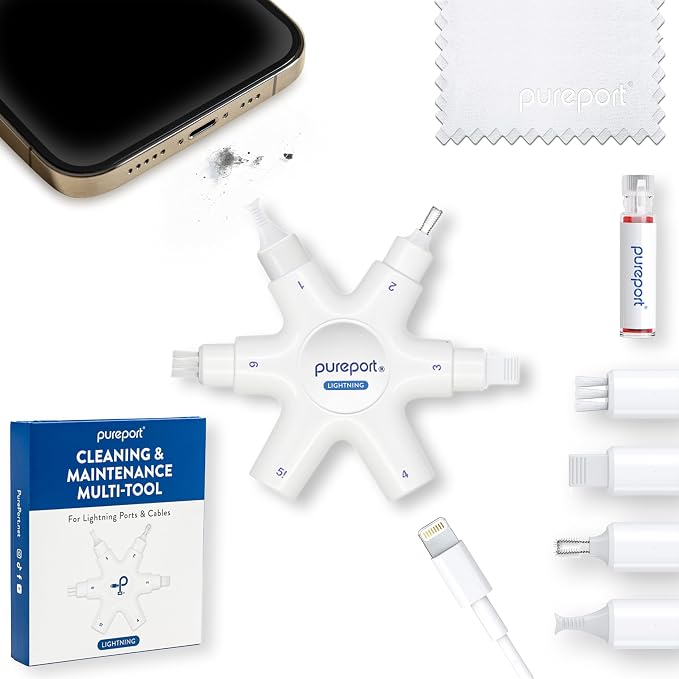 pureport Multi-Tool Port Repair and Clean Kit for iPhone and iPad (White) | Original Phone Cleaner Multi-Tool, Compatible with iPhone & iPad, Repair & Restore Charging Ports