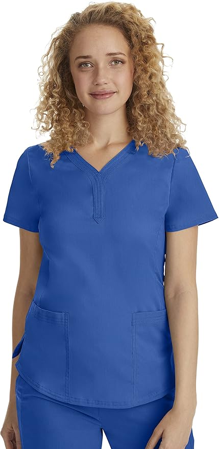 Healing Hands Purple Label Jane Scrub Top for Women Y-Neck Design | 2 Patch Pockets, Slim Fit Side Vents, Fitted Shirttail Silhouette, Breathable Comfort, Easy Care Fabric, Made for Every Shift