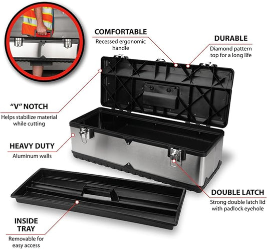 Performance Tool W54026 26-Inch Steel Tool Box With Removable Tote