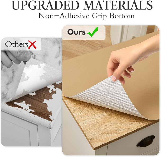 Beautysaid Shelf and Drawer Liner for Kitchen Cabinet Non Adhesive Non Slip | Shelf Paper Waterproof Washable Thickened for Dresser Pantry Shelve Bathroom Protector Liner(Beige,12 in x 30 FT)