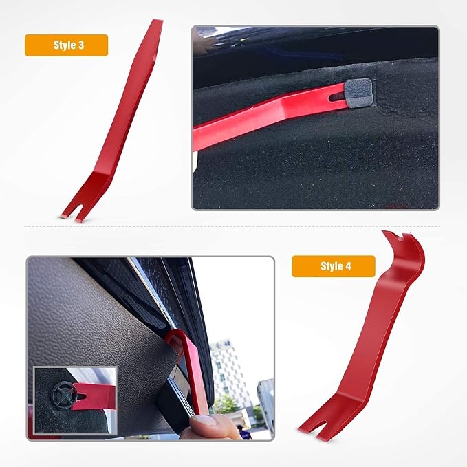 GOOACC 5 PCS Nylon Auto Trim Removal Tool Kit No-Scratch | Removal Tool Kit for Car Panel & Audio Dashboard Dismantle Red