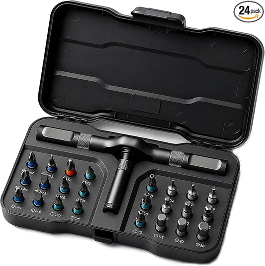 24 in 1 Magnetic Screwdriver Set, DIY Ratchet Screwdriver Set | Multifunctional Toolbox with Detachable Ratchet Handle, Portable Precision Repair Tool Kit for Furniture Computer Bicycle