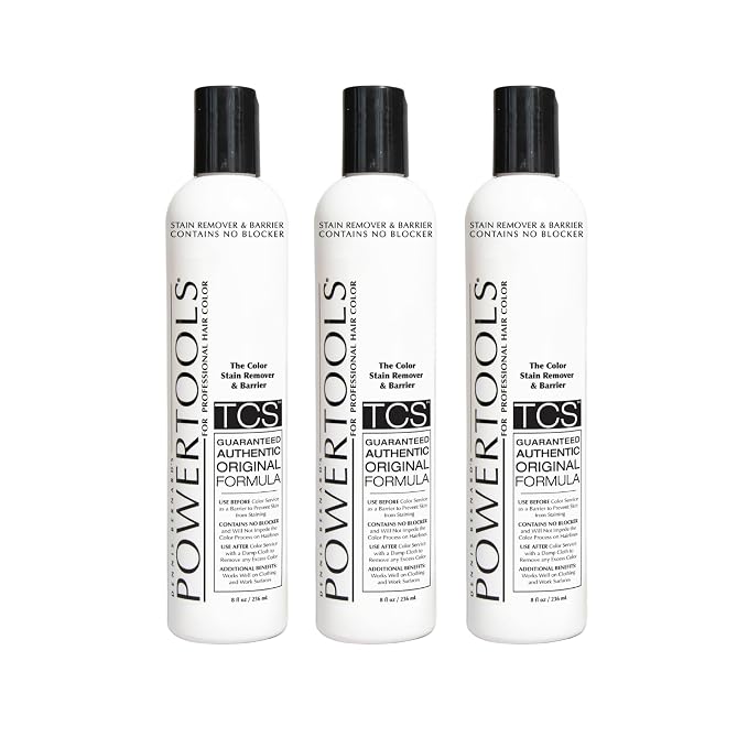 PowerTools TCS, The Original Color Stain Remover 10 oz | Shake Well & Apply Prior To Hair Color As A Barrier | Does Not Interfere With Color Process (Pack of 3)