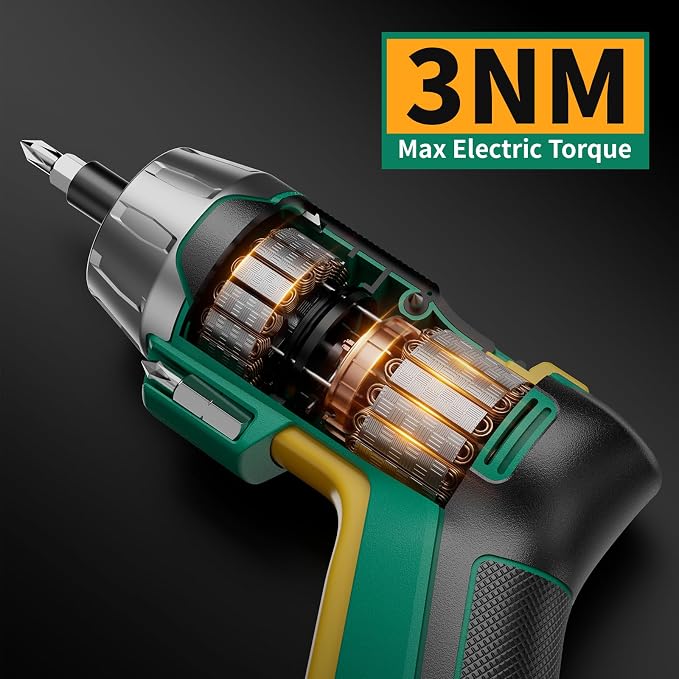 GRENPRO 4V Electric Screwdriver Rechargeable 10pcs, Cordless Screwdriver | USB Small Power Screwdriver Set with Bits, Green, Ideal for Home Repairs