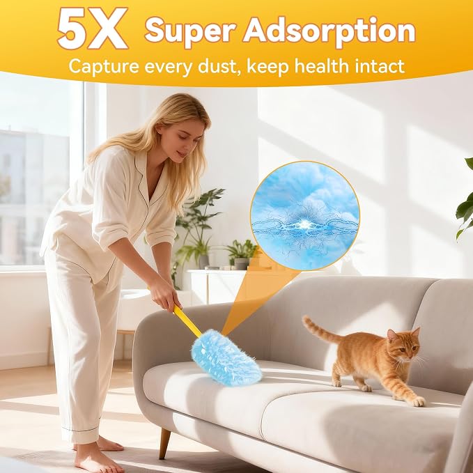 Tiumso 30 Count Duster Refills Dusters for Cleaning Compatible with Swiffer | 360° Heavy Duty Microfiber, 5X Electrostatic Dust Capture, Ideal for Furniture, Corners & Ceiling Fans, Refills Only