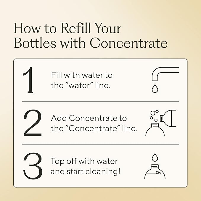 Branch Basics Cleaning Essentials Kit: All Purpose, Glass, Bathroom Cleaner | Plant-Based, Human-Safe, Fragrance-Free. Comes with Concentrate (33.8 oz) + Refillable Glass Bottles (16 oz). 24 Refills