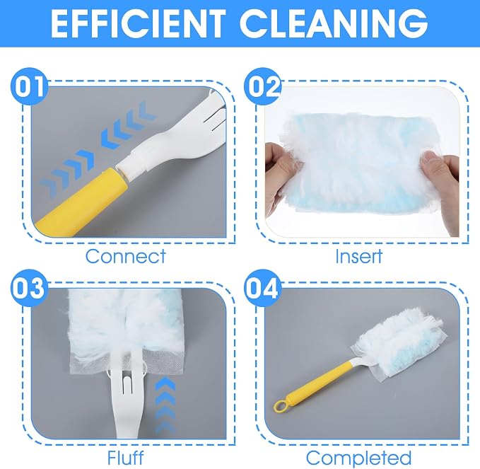 120 Pcs Duster Refills, Electrostatic Disposable Dusters Refills Compatible with Duster, Bulk Heavy Duty Dusters Refill for Blinds Ceiling Fans Furniture Multi-Surface Dusting, Unscented
