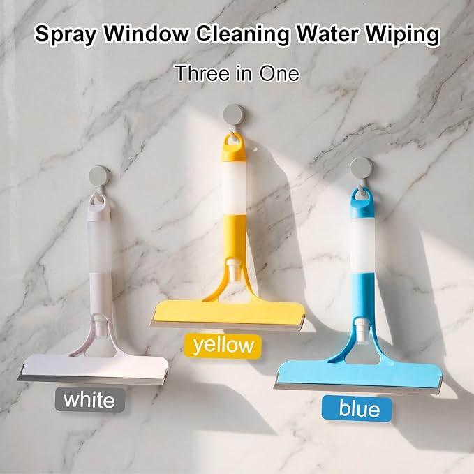 6 pcs 3 in 1 Window Cleaning Scraper, 3 in 1 Multicolor Window Scrubber, Spray, Sponge Wipe, Silicone Squeegee, Suitable for Cleaning Bathroom Glass, Mirrors, Car Windows Easy to Clean Kit