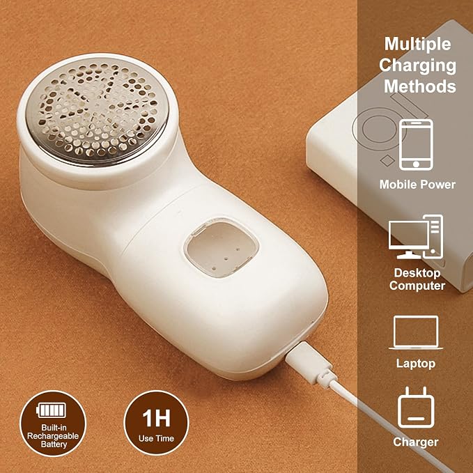 Rechargeable Fabric Shaver Lint Remover, 2 Blades Defuzzer for Clothes Couch Furniture Blankets