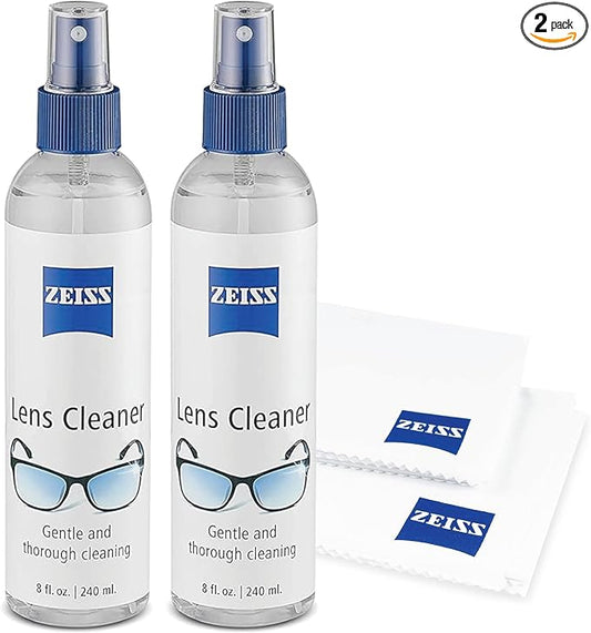 ZEISS Lens Care Pack – 2x 8oz Streak-Free Lens Spray and Microfiber Cloths for Eyeglasses and Optics