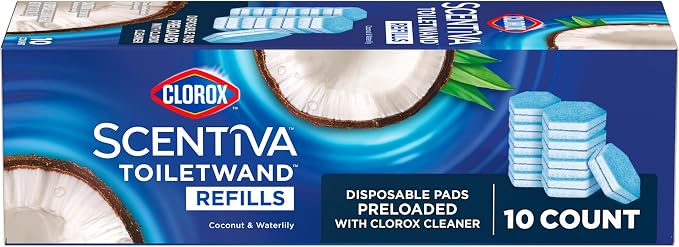 Clorox Scentiva ToiletWand Refills, Coconut and Waterlily, 10 Count