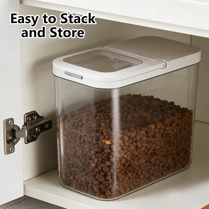 YEXEXINM Pet Food Storage Container with Lid & Scooper 10-15lbs/12L Dog Food Storage Container Clear Airtight Cat Food Storage Container BPA Free Dog Treat Container Store Dry Food for Pantry Kitchen