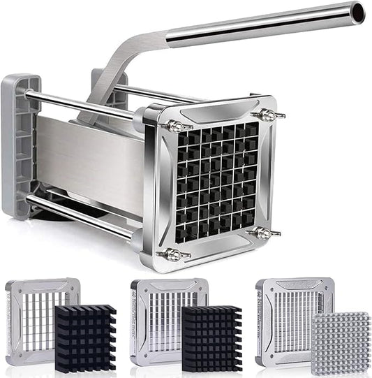 French Fry Cutter, Sopito Professional Potato Cutter Stainless Steel with 1/2-Inch and 1/4-Inch and 3/8-Inch Blade Great for Potatoes Carrots Cucumbers