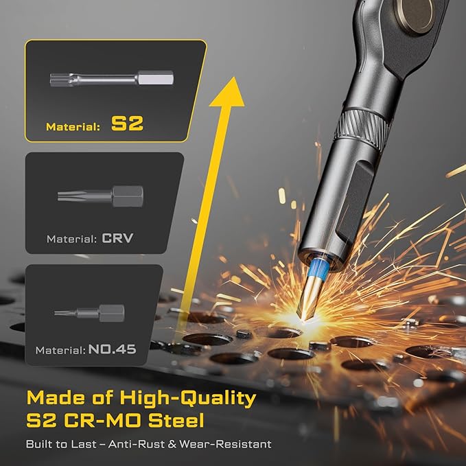 74 in 1 Magnetic Screwdriver Set, Ratchet Screwdriver Set | Detachable Allen Wrench T Handle & Storage Case, Gift for Men & Dad for Furniture, Electronics, Bicycle, DIY