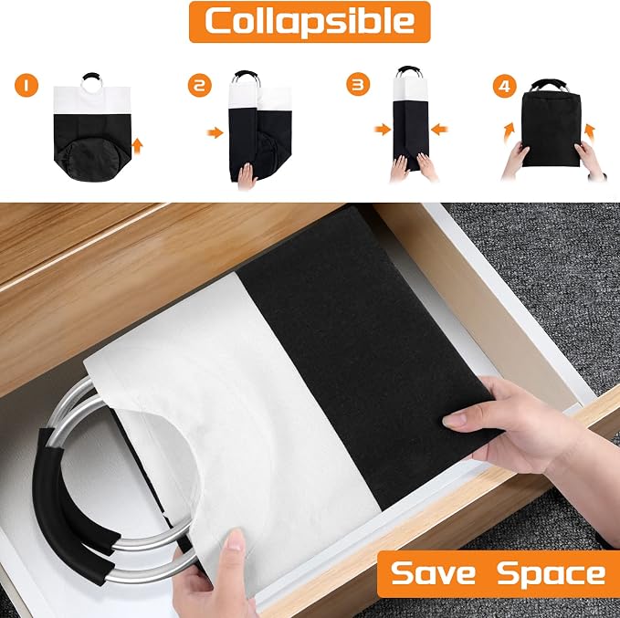 BlissTotes Laundry Basket, Laundry Hamper, Collapsible Laundry Baskets, Dirty Clothes Hamper, Waterproof Laundry Basket with Foam Protected Aluminum Handles for College Dorm, Family 115L (Black) | Collapsible Dirty Clothes Hamper, Foldable Laundry Bag ...