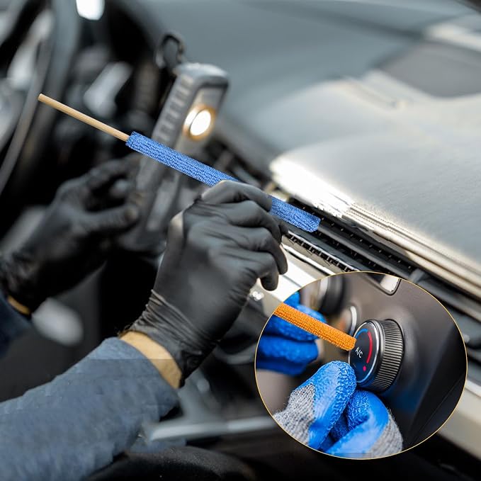 12 Pcs Microfiber Detail Duster Sticks Fan Cleaning Brush Crevice Cleaning Tool AC Vent Cleaner Mini Split Cleaning Kit Fan Blade Cleaner Dusters for Cleaning Home Car Window Blind(Multicolors)