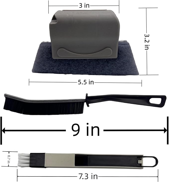 Window Track Cleaning Tool Set, 4Pcs Washable Sponge Brushes with Corner Scraper & Detachable Head, Deep Clean for Window Grooves, Sliding Doors, Tile Grout, Air Vents & Keyboard Gaps