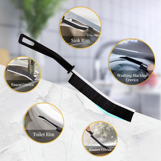 2 Pcs Crevice Cleaning Brush Hard Bristle Gap Brush Multifunctional for Bathroom Household Kitchen Tiles Window Crevice Cleaning Tool (Style 3)