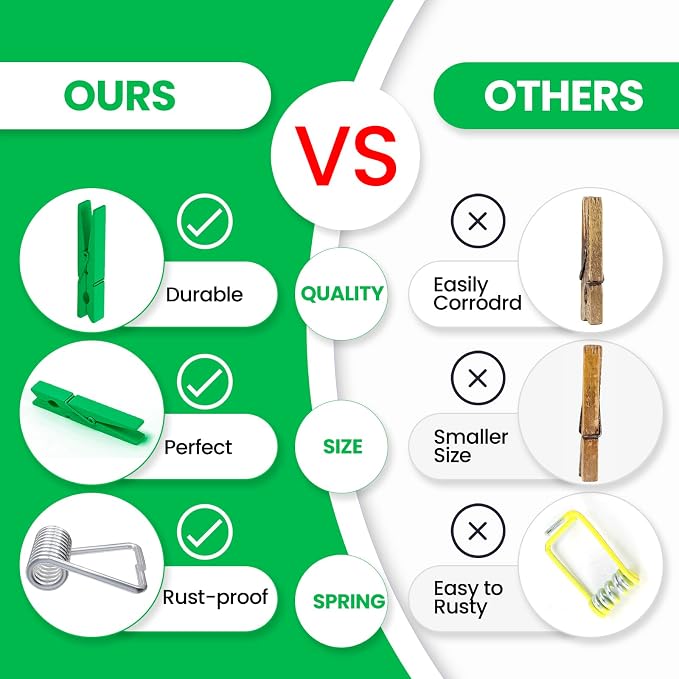 50PCS Colored Wooden Clothespins 2.9 Inch Color Clothes Pins for Pictures | Colorful Close Pins Wood for Photos Classroom School Decoration Craft Cheer, Green