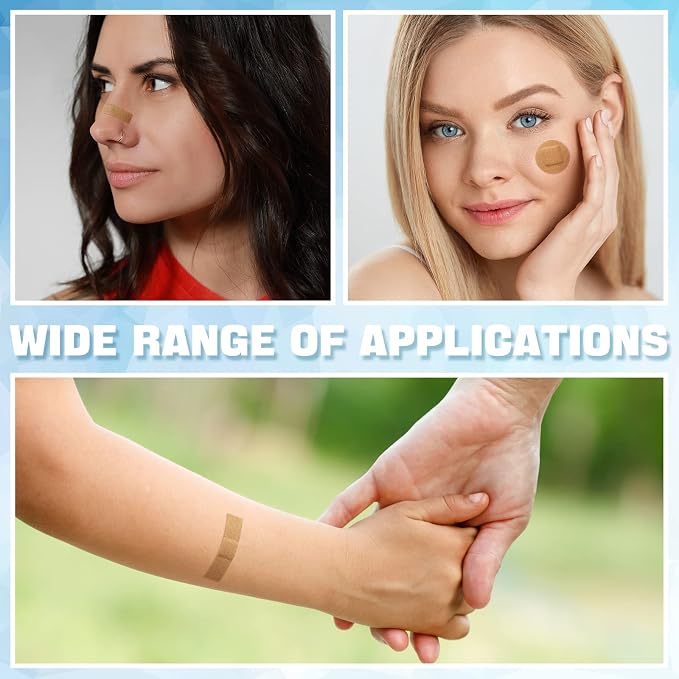 Weewooday 300 Pcs Multiplesizes Small Bandage for Face and Nose Bulk Flexible Fabric Adhesive Bandages for Wound Care and Hides Skin Spots Ideal Small Incisions