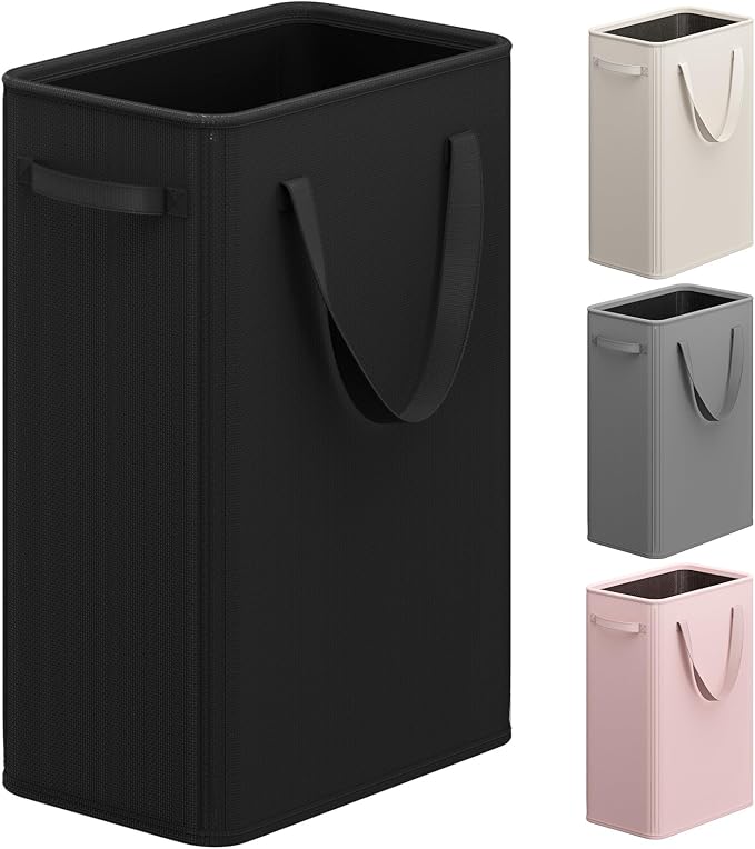 Optish 75L Slim Laundry Hamper, Large Laundry Basket With Handles, Black Narrow Laundry Basket for Dorm, Bedroom, Living Room, Collapsible Laundry Hamper