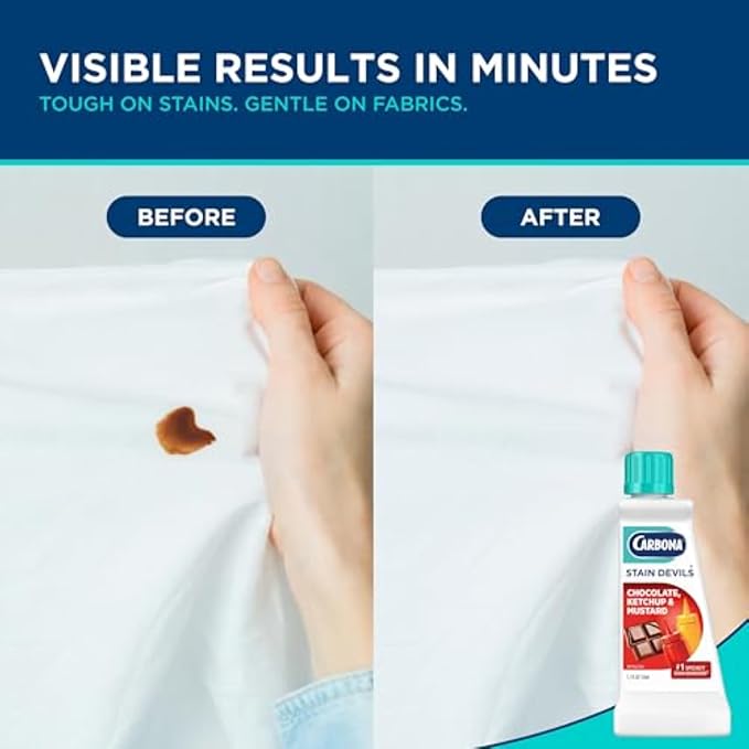 Carbona Stain Devils® #2 | Ketchup, Mustard & Chocolate | Professional Strength Laundry Stain Remover | Multi-Fabric Cleaner | Safe On Skin & Washable Fabrics | 1.7 Fl Oz, 3 Pack