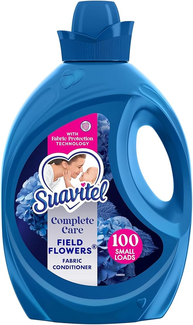 Suavitel Complete Liquid Fabric Softener, Field Flowers Scent, 100 fl oz | Fabric Conditioner, HE Compatible, Concentrated Formula, Long-Lasting Freshness, Wrinkle Reduction, Laundry Softening