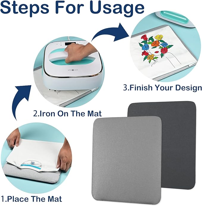 HTVRONT Heat Press Mat Compatible with Cricut Cutting Machine, 11.5"x11.5" Heat Press Pad for Craft Vinyl Ironing Insulation Transfer, Double Sided Applicable Mat