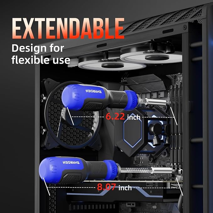 Multi ScrewDriver Set 26 in 1 All in One Adjustable Screw Driver | Telescoping Screw Driver with 12 Double Ended CRV Bits Phillips Slotted Torx Hex Portable Repair Kit for Home Bike Computer