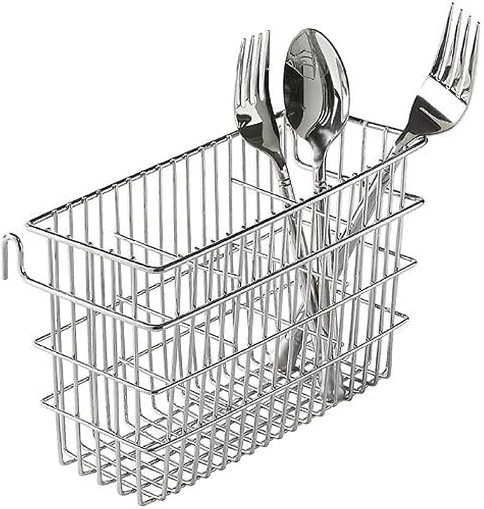 Better Houseware Silverware Utensil Drying Rack Holder Basket for Spoons & Chopsticks Silverware Caddy Silverware Drying Basket Silverware Drainer Basket (3 Compartments, Chrome)