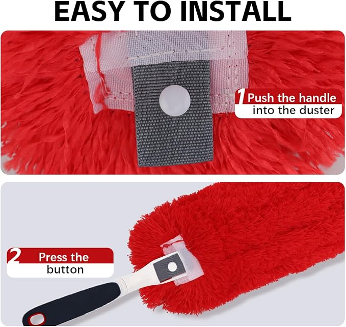 Reusable Microfiber Duster Refills Compatible with OXO & MR.SIGA Duster - Washable Duster for Household Cleaning Dusting Furniture Blind Ceiling Fan 2Pack (Handle NOT Included